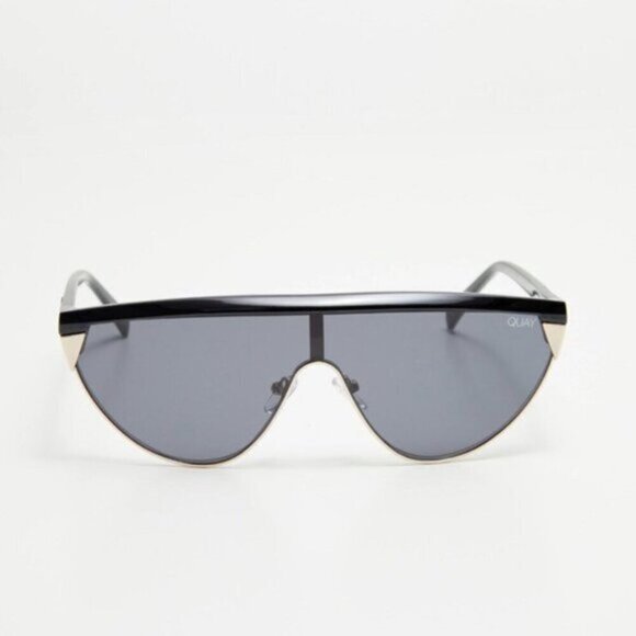 NWT Quay x Elle Ferguson black & gold frame tinted black shield lens sunglasses - Picture 4 of 16